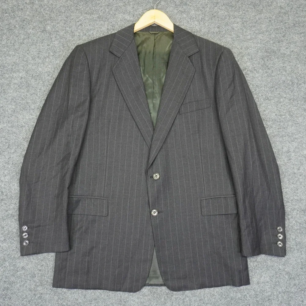 Ermenegildo Zegna Suit Mens 44R Grey Pinstripe Trofeo Wool 2 Button Pleated Cuff